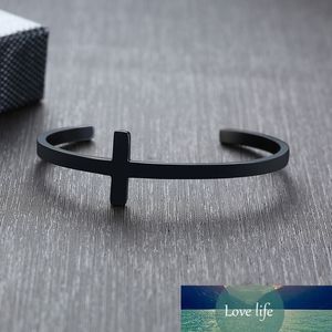 Bracelet à manchette ouverte en acier inoxydable 316L pour hommes, Bracelet croisé sur le côté, bijoux haut tendance