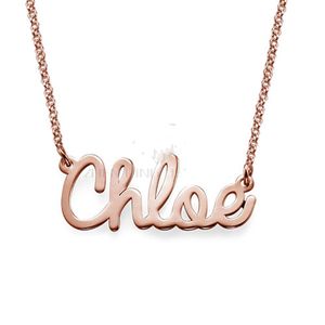 Acier inoxydable 316L Personnalisez le collier de nom cursif Collier personnalisé avec des chaînes de colliers de médaillon de sac noir pour les femmes