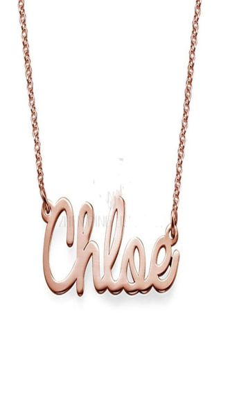 Acier inoxydable 316L Personnalisez le collier de nom cursif Collier personnalisé avec des chaînes de colliers de médaillon de sac noir pour les femmes5519136