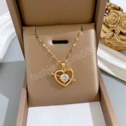 Collier romantique en acier inoxydable 316L pour femmes, pendentifs en strass, cœur, flèche, chaînes féminines, cadeau, accessoires de bijoux