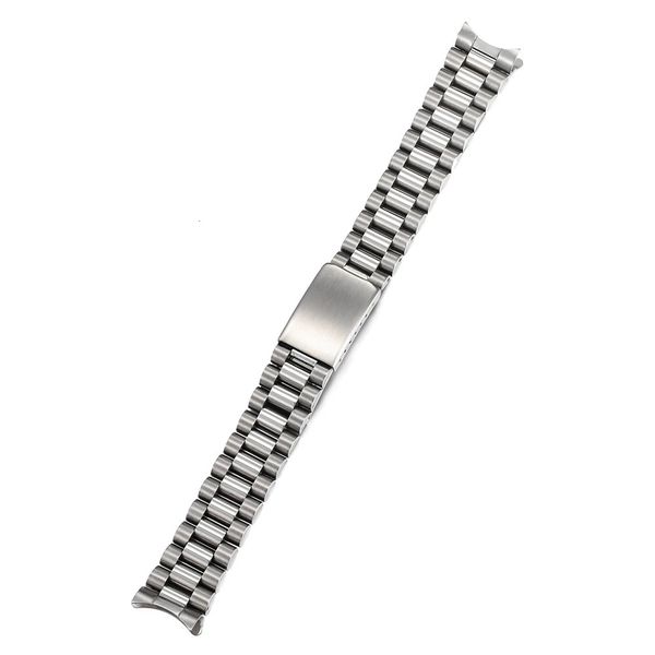 SKX – bracelet de montre président en acier inoxydable 316L, 18mm 20mm, poli à brosse, solide, extrémité incurvée, 240125