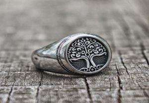 316l en acier inoxydable arbre de vie Signet Ring Classic Men Fashion Viking Amulet Anneaux Nordic Jewelry1820547