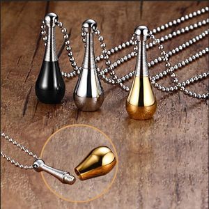 Roestvrijstalen openbare meda's Hangers Urn Kettingen Ashes Case Cremation Fashion Bead Chain Parfum Fles Ketting Mannen Dames Liefhebbers Sieraden Geschenken