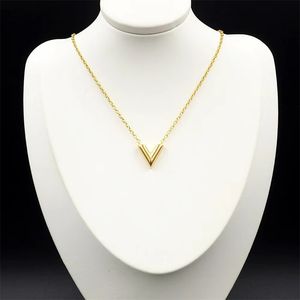 Bijoux en acier inoxydable 316lV collier en argent véritable gros or argent plaqué rose pour les femmes ne se fanent jamais lettre collier chaînes de luxe cadeau de fiançailles de mariage