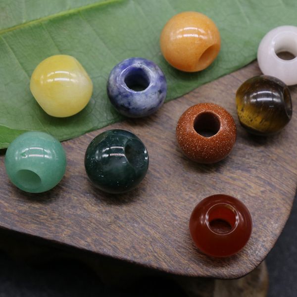 317-Agate Jade Crystal 12 mm 5 mm Grand trou perles dispersées Perles à main