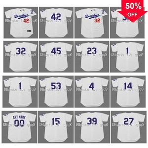 318qqq8 Air01 1955 Brooklyn JACKIE ROBINSON Maillot SANDY KOUFAX Don Zimmer Duke Snider Carl Erskine PEE WEE REESE LASORDA DRYSDALE HODGES PODRES Blanc