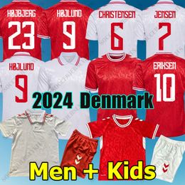 2024 Jerseys de football du Danemark Hojlund 24 25 Euro Eriksen Home Red Kjaer Hojbjerg Christensen Braithwaite Shirts de football de Denmark Kit Vintage Kid Kid