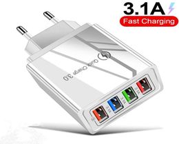 31A adaptateur d'alimentation rapide chargeur USB 4 Ports USB mur adaptatif QC30 charge rapide voyage universel prise ue US opp pack3967689