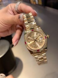 31 mm Diamante Bisel Relojes de pulsera para mujer Movimiento mecánico automático Correa de acero inoxidable completo Relojes de mujer Vestido de diseñador de moda Reloj de mujer montre de luxe