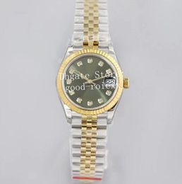 31 mm Esfera verde oliva Gris Madre Perla Relojes para mujer Automático Cal.2688 Eta Reloj Jubilee Pulsera EWF Ladys Fecha 278273 Oro amarillo Relojes de pulsera para mujer EW