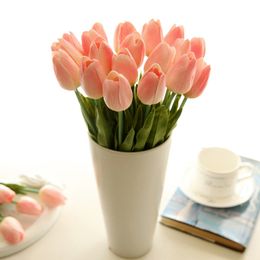 31 stks / partij PU Mini Tulip Flower Real Touch Wedding Flower Bouquet Kunstzijden Bloemen voor Home Party Decoratie