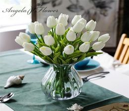 31PCSLOT PU Mini Tulip Flower Real Touch Wedding Flower Bouquet Artificial Silk Flowers for Home Party Decoration 2103172097636