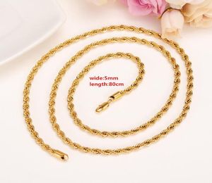 31quot grote dikke hiphop geel goud ketting ketting ketting mannen sieraden 18k goud pistool gevuld messing Afrikaans Ethiopian Len6482855