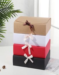 31x245x8cm Grande boîte cadeau blanc noir rouge artisanat rouge grande boîte kraft pour les bonbons d'anniversaire de mariage boîtes en papier cadeau avec ruban4865807