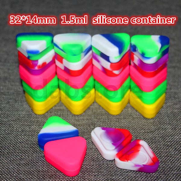 32 * 14 mm Venta al por mayor Triangle Wax Oil Containers Frascos de silicona Dab Wax Container Dab Plastic Silicone Containers para Wax Pass FDA LFGB Tests