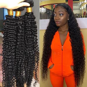 32 34 36 38 pouces cheveux brésiliens cheveux bouclés profonds faisceaux Hoho 100% cheveux humains naturels Double trames 3 4 faisceaux épais cheveux Remy