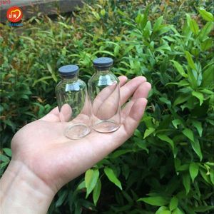 Bouteilles en verre transparentes de 32*70*12.5mm 30ml avec des fioles de pots de chapeau en caoutchouc pour la bouteille de stockage étanche liquide 100pcshigh qty