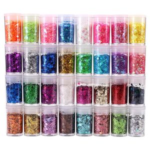 32 flessenet nagel glitter pailletten diy handgemaakte nail art make -up druppel lijm kleding decoratieve kunst mengen glitter poeder 240410