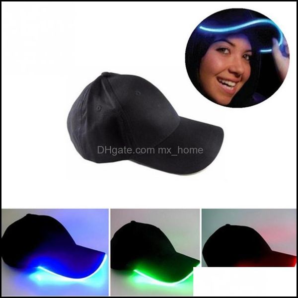 32 colores Led Iluminado Gorra de béisbol Glow Club Hip-Hop Golf Dance Hat Fibra óptica Gorras luminosas Ajustable Dda734 Party Drop Delivery 202