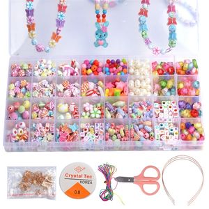 32 Grid Diy Handmade kralen Kinderspeelgoed Creatieve losse kralen Crafts maken Bracelet ketting sieraden set meisje speelgoedcadeau 220428
