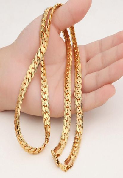 Collier Super Long pour hommes, 32 pouces, Style classique, or jaune 18 carats, chaîne à la mode, bijoux, cadeau 5497792