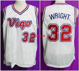 # 32 Monica Wright Vigo Retro Basketball Jersey Hommes Cousu Personnalisé N'importe Quel Numéro Nom Maillots