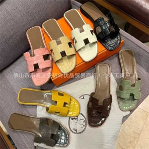 32% korting op designer schoenen gewone versie van stenen patroon slippers voor dames snoep gekleurde bovenkleding met rechte lijn slipper