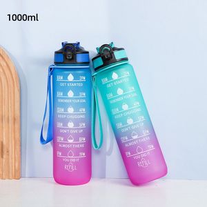 Bouteilles d'eau de 32 oz avec des temps pour boire et une tasse d'eau de sport à gradient de paille pour le fitness 1000ML