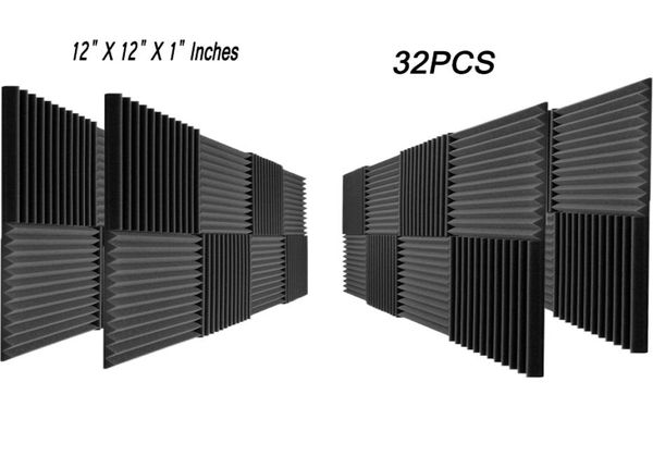 32 PCS Panneau de mousse acoustique Réduction du bruit Isolation Sound absorbant pour Studio5165960