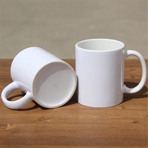 Tasse en céramique de 320ml/11oz, sublimation, porcelaine blanche vierge de magnésie, tasse à café de Chine, gobelet à thé, modèles DIY, passe au lave-vaisselle/micro-ondes dans une boîte blanche