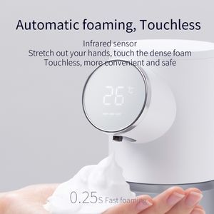 320 ml touchless 1500mAh oplaadbare intelligente desinfectie automatische zeepdispenser temperatuur batterij display vloeibare schuimende zeep dispensers hotel thuis
