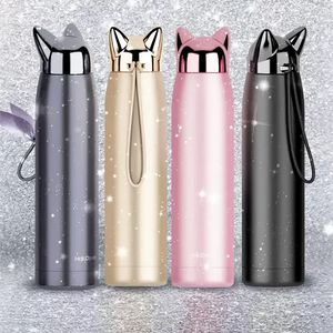 320ml vacuümbeker thermos water fles rvs vacuümflessen schattige kat vos oor koffie thee melk reizen mok drinkware sxa14