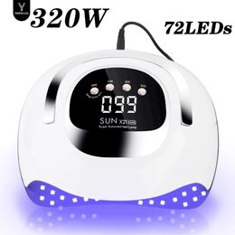 320W LED UV -lichtdroger voor nagelsgellak met 72 LED's 4 Timer -instelling LCD Display Screen Auto Sensor Professional Nail Light 240408