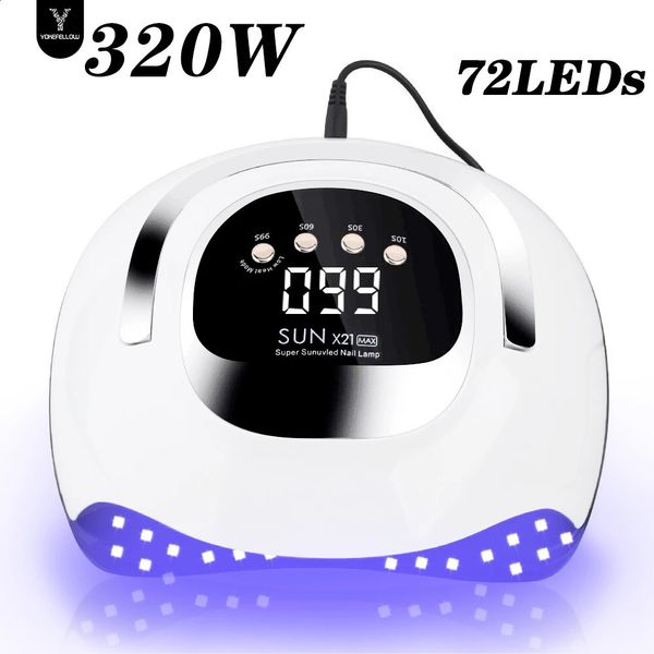 320W LED UV Light Dryer for Nails Gel Polon avec 72 LEDS 4 TIMER Réglage LCD Écran d'affichage Auto Capteur Auto Nail 240415