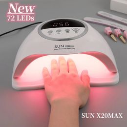 320 W SUN X20MAX Nageldroger Machine 72 LEDs UV LED Lamp voor Nagels Gel Polish Curing Manicure 10306099s Timer LCD Display 231226