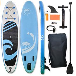 Planche de surf gonflable 320x82x15cm, stand up ISUP pour le surf sur l'eau, la pêche, le yoga avec accessoires 281n