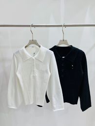 322 2023 marca de primavera mismo estilo suéter de manga larga con cuello de solapa blanco negro cárdigan moda mujer ropa de alta calidad para mujer qian28