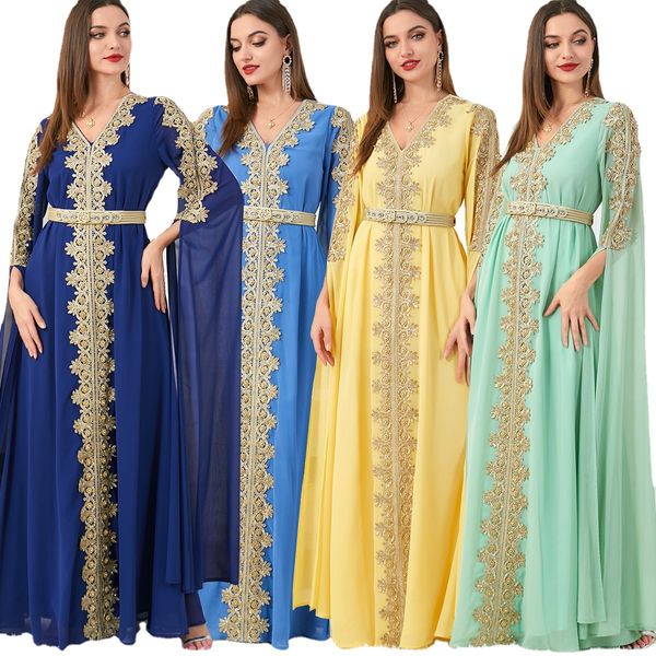 3229 Spot Wholesale Middle East Dubaï Splicing Splicing Super Long Manche Abaya Robe Abaya Dress