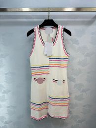 326 2024 Milan Runway Jurk Lente Zomer Mouwloos Wit Mid Kalf Merk Dezelfde Stijl Dames Jurk Mode Hoge Kwaliteit weilaC424