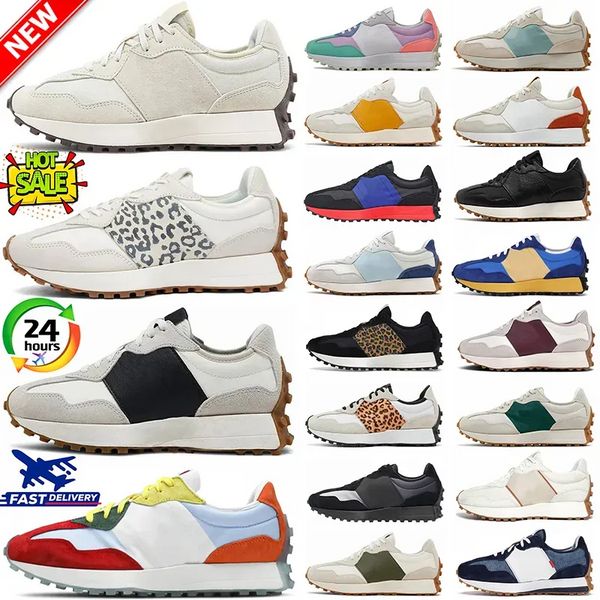 327 zapatillas para correr diseñador para mujer 327 zapatillas para hombres sal marina vintage beige moonbeam leopardo estampado blanco blanco naranja 327 hombres entrenadores