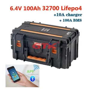 Batterie Lifepo4 32700 2S 6.4V 100Ah avec BMS équilibré 100A, ampoule de voiture jouet pour enfants, balance électronique + chargeur 10A