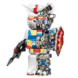 32cm Cartoon Action Figure Mécanique ours Robot Blocs de construction Briques Toy Modèles mobiles Collectibles Toys Boys Girls Gift 240428