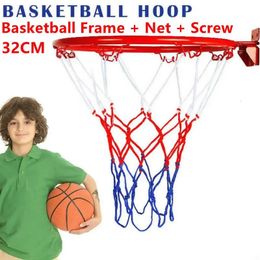 32 cm Conjuntos de aro de baloncesto de alta resistencia Polipropileno Anillo montado en la pared Borde de portería Hangin Basket Net en deporte al aire libre Juguete para niños 240103