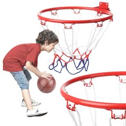 Cerceau de basket-ball mural d'intérieur de 32cm et filet suspendu en métal avec objectif 4 jantes, Mini accessoires d'exercices à domicile pour enfants 240102