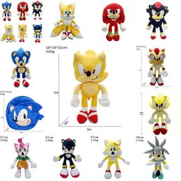 32 cm Kids Toys Hedgehog Super Sonic Plush Toy Big Head Wednesday Adams Sonic Doll Birthday Gifts