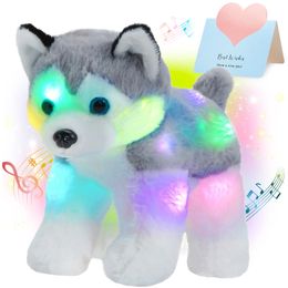 32 cm LED lumière musicale chien poupée en peluche super doux mignon PP coton animaux en peluche de haute qualité cadeau d'anniversaire pour les filles jouet 240119