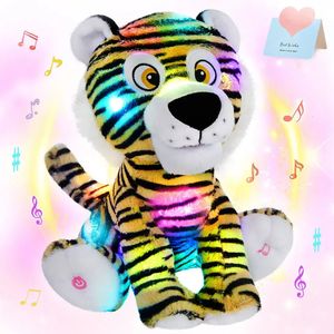 32 cm LED verlicht tijgerpop speelgoed schattige cartoon gele strepen tijger pluche speelgoed gevulde kussendieren verjaardagsdecor kinderen cadeau 240419