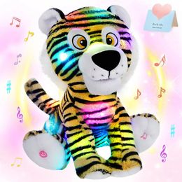 32 cm LED Tiger Doll Toy Cartoon Cartoon Jaune Stripe Tiger Plux Toy remplissage Oreiller Animal Decoration Birthday Decoration Childrens Gift 240424