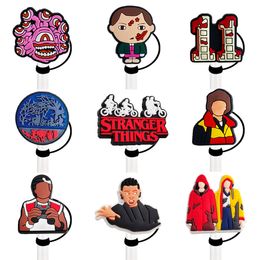 32 couleurs Stranger Things silicone paille toppers accessoires couverture charmes réutilisable anti-éclaboussures bouchon anti-poussière décoratif 8mm / 10mm fête de paille