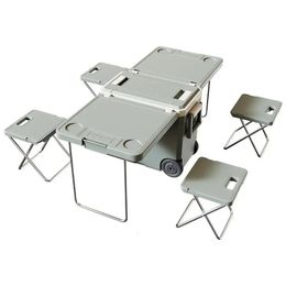 32L multifonctionnel Camping en plein air portable table pliante et chaise glacière voiture pique-nique glace refroidisseur de nourriture 240124